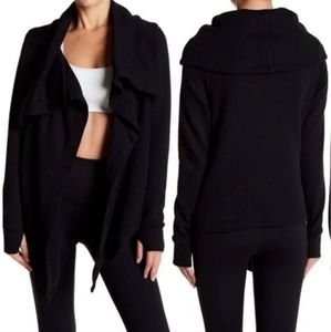 NWT Z By Zella Shooting Star Drape Wrap Collar Sweatshirt Cardigan Black Jacket